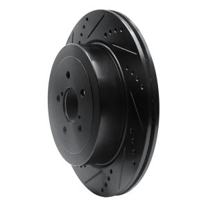 Subaru Impreza Brake Rotor (1) - Rear Left - R1 Concepts - Drilled & Slotted - Black - `03-`04